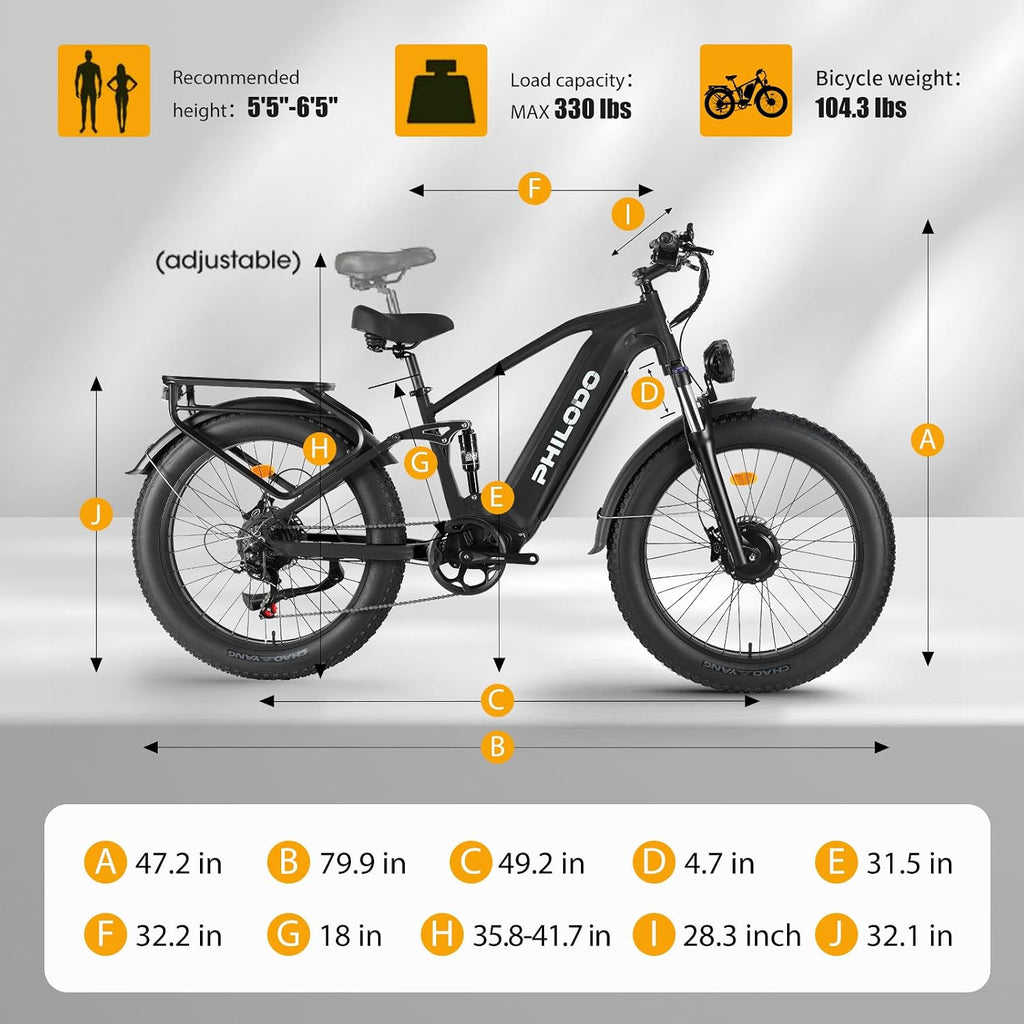 5000w Dual Motor Electric Bicycles, 60V Battery E-Bike with 45 MiIe P-Hour Electric Bike for Adults, 26 Fat Tire Hunting Ebike for All Terrain, Full Suspension Electric Ebike