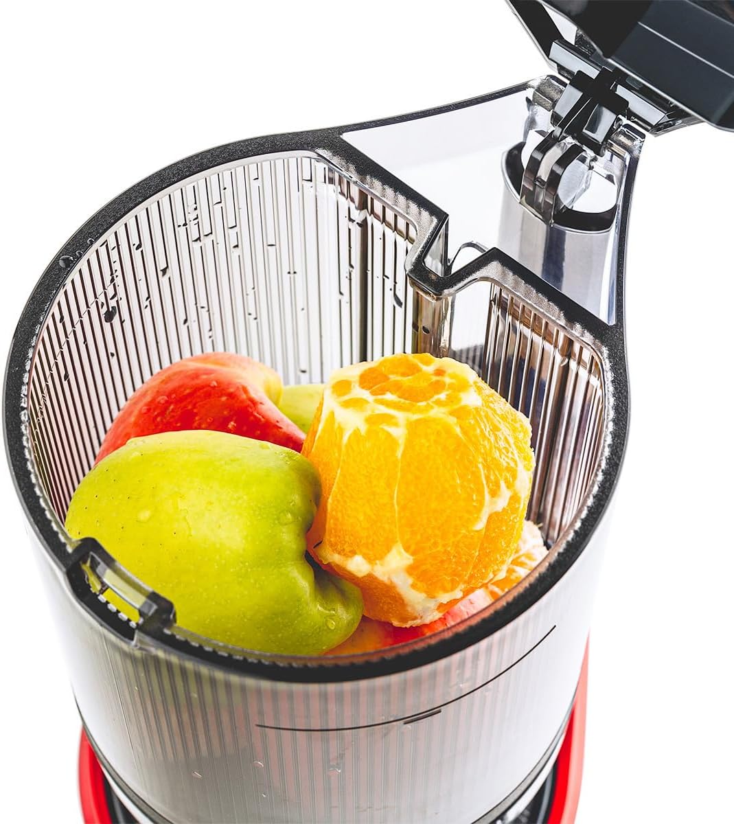 Sana 878 Self Feeding Batch Juicer | 3 Days of Cold Press Juicing Effortlessly | Most Convenient Juicer with Autopilot Configuration | Large Batch 2 Liter Capacity | Whole Fruits & Vegetables | Red