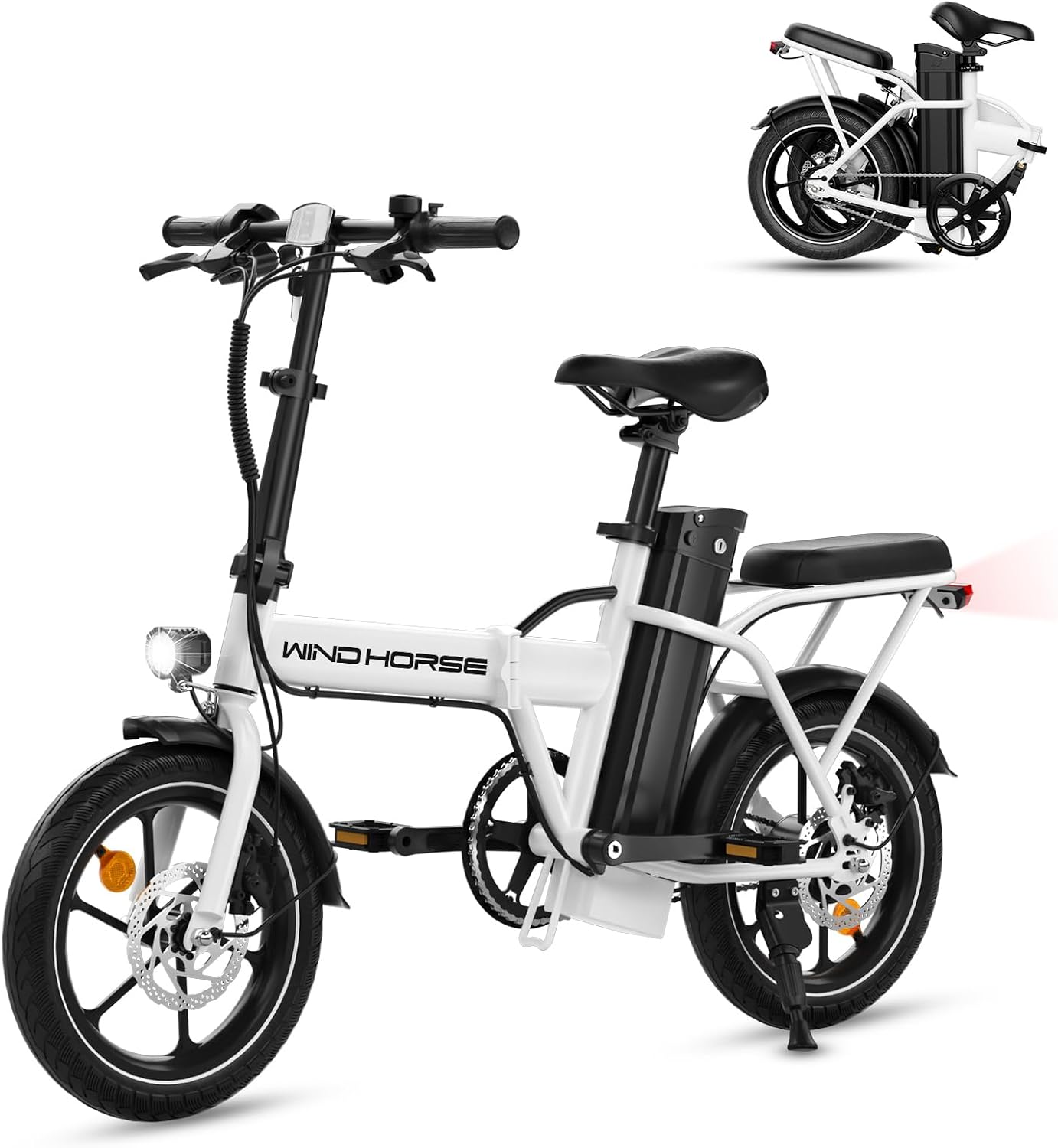RIDWIND 16' Folding Electric Bike Adults, Peak 630W Adult Electric Bicycles, Up to 25 MPH and 35 Miles Foldable Ebikes, Electric Bike for Teens with 36V 8Ah Removable Battery, UL2849 Certificate