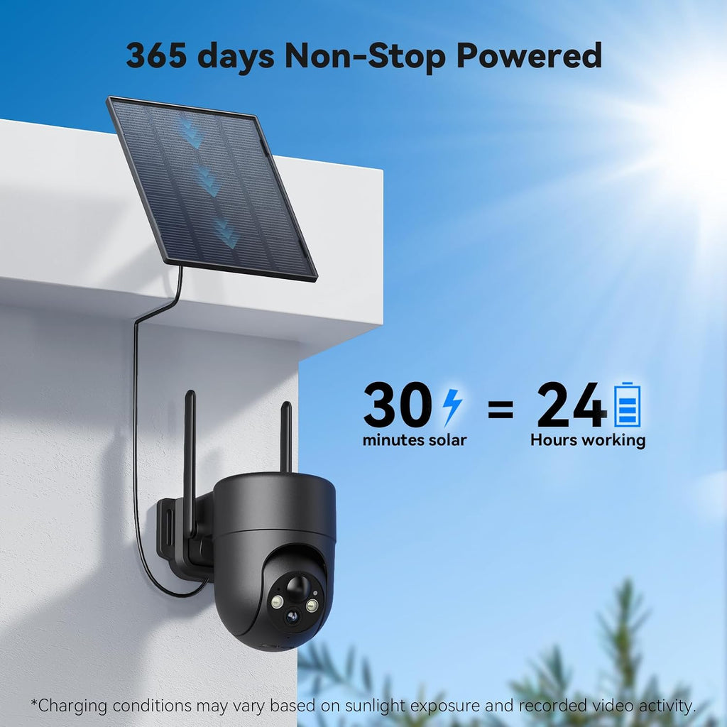 ELYSOO Solar Security Camera Wireless Outdoor, 2K Color Night Vision, 360°View Outdoor Camera Wireless, Instant Alerts, Remote, 2.4GHz Wi-Fi, 4pack