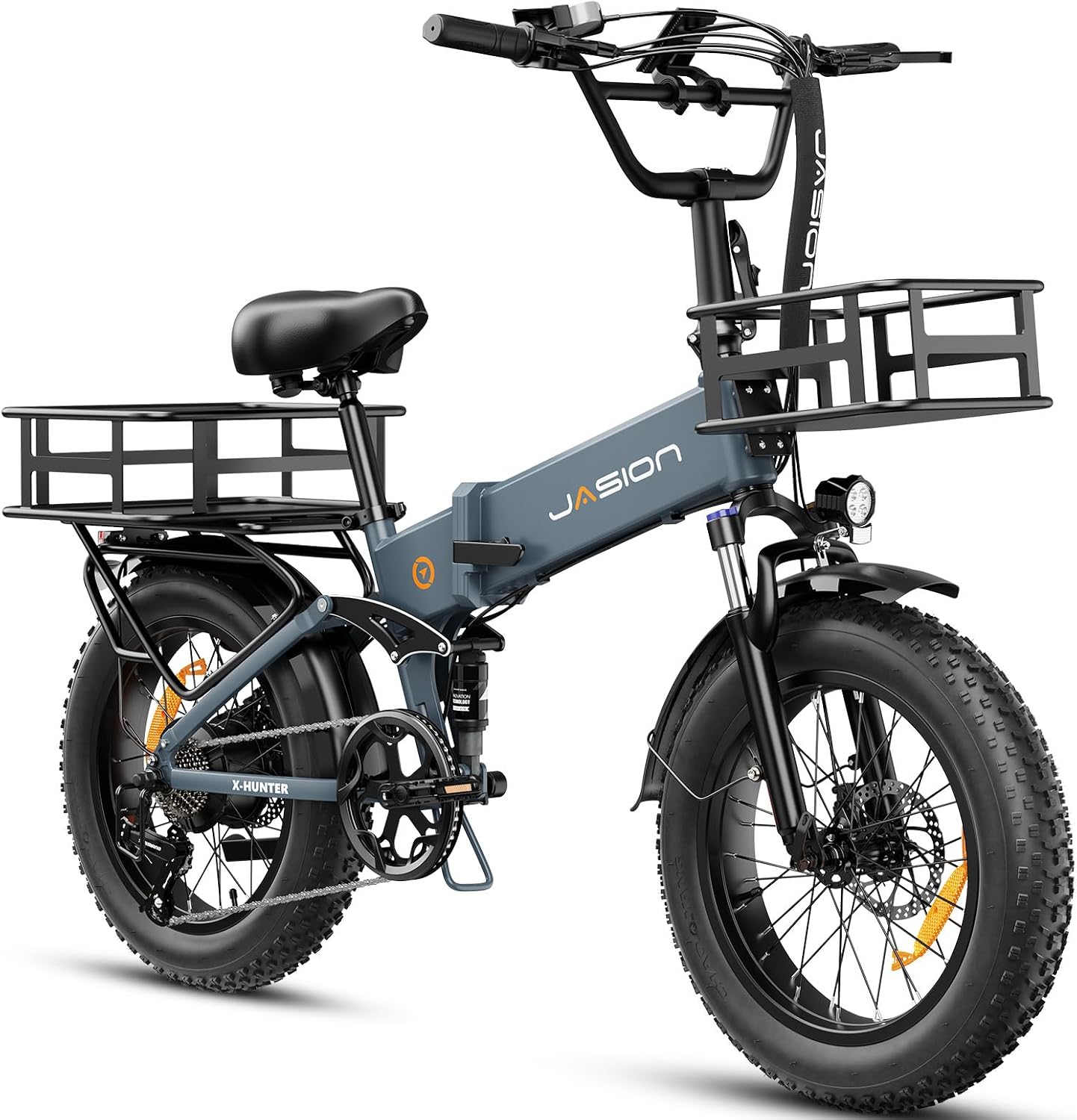 Jasion X Hunter/PRO Electric Bike for Adults,1800W/1400W Peak 20''Fat Tire Foldable Ebike,Folding E Bike Up to 80/70 Miles Range,720/624WH Removable Battery,30 MPH E Bike,Certified by UL2849