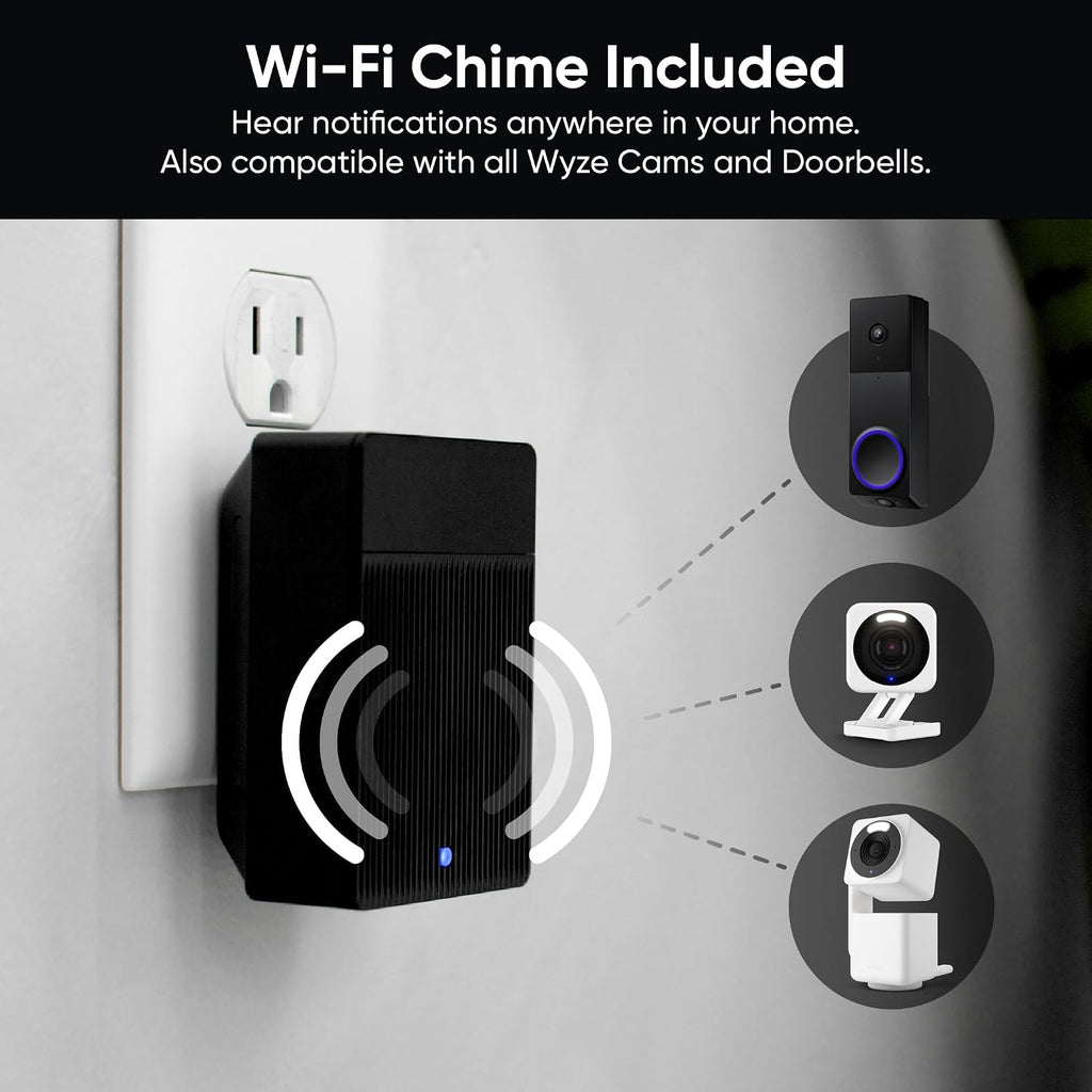 WYZE Wireless Duo Cam Video Doorbell (Chime Included), Battery Powered, 2K Full HD Video, 2 Cameras (People and Package), 2-Way Audio, Color Night Vision