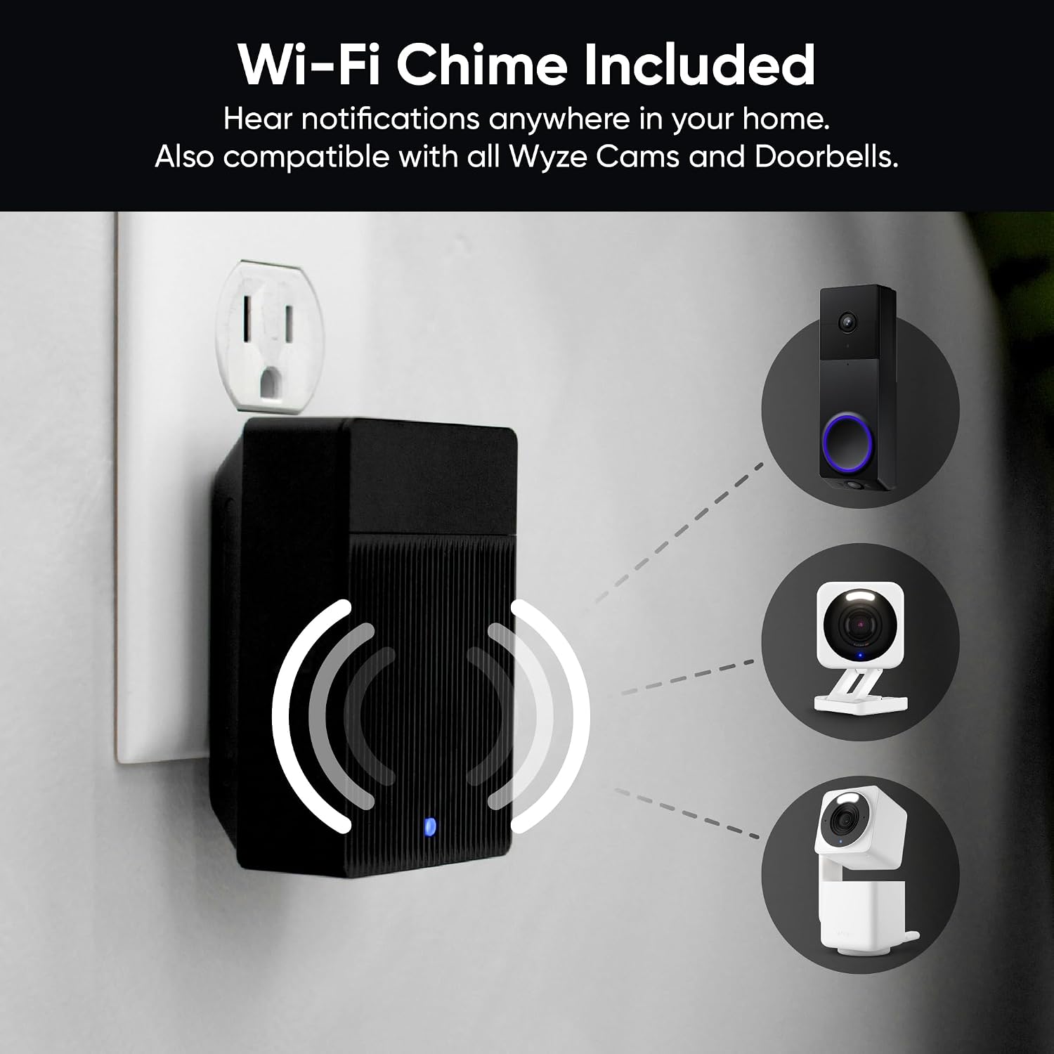 WYZE Wireless Duo Cam Video Doorbell (Chime Included), Battery Powered, 2K Full HD Video, 2 Cameras (People and Package), 2-Way Audio, Color Night Vision, Silver