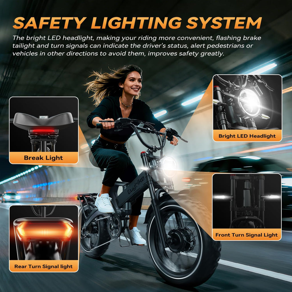 2000W/3000W Peak Motor Electric Bike for Adults, 48V/52V 25AH/30AH Battery Full Suspension Foldable Ebike, 20'x4.0' Fat Tires 35MPH Dirt Bike, 100/120 Miles Hydraulic Brake Magnesium Alloy Motorcycle