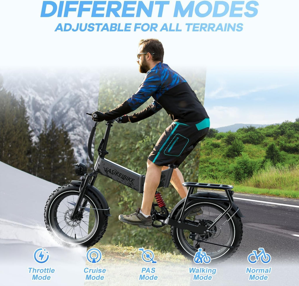 vefreedom 1500W Folding Electric Bike for Adults, 52V 20AH Large Removable Battery E Bike,70 Miles Max Range, 20' x4.0 Fat Tire Ebike, Dual Suspension Commute Electric Mountain Bicycle