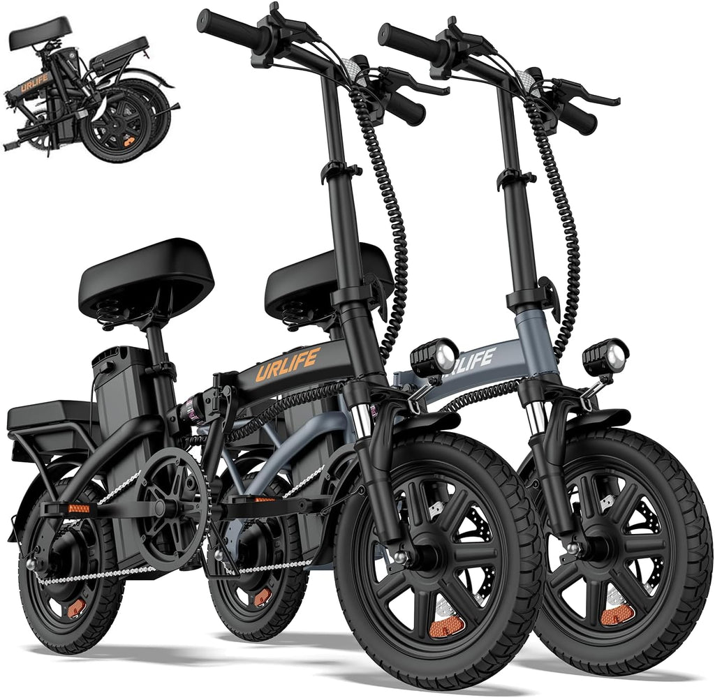 URLIFE Folding Electric Bike for Adults, 14' Portable Commuter ebikes, 20-40 Mile Long Range, 500W Peak Motor, 20MPH, UL 2849 Mini Bikes for Teens