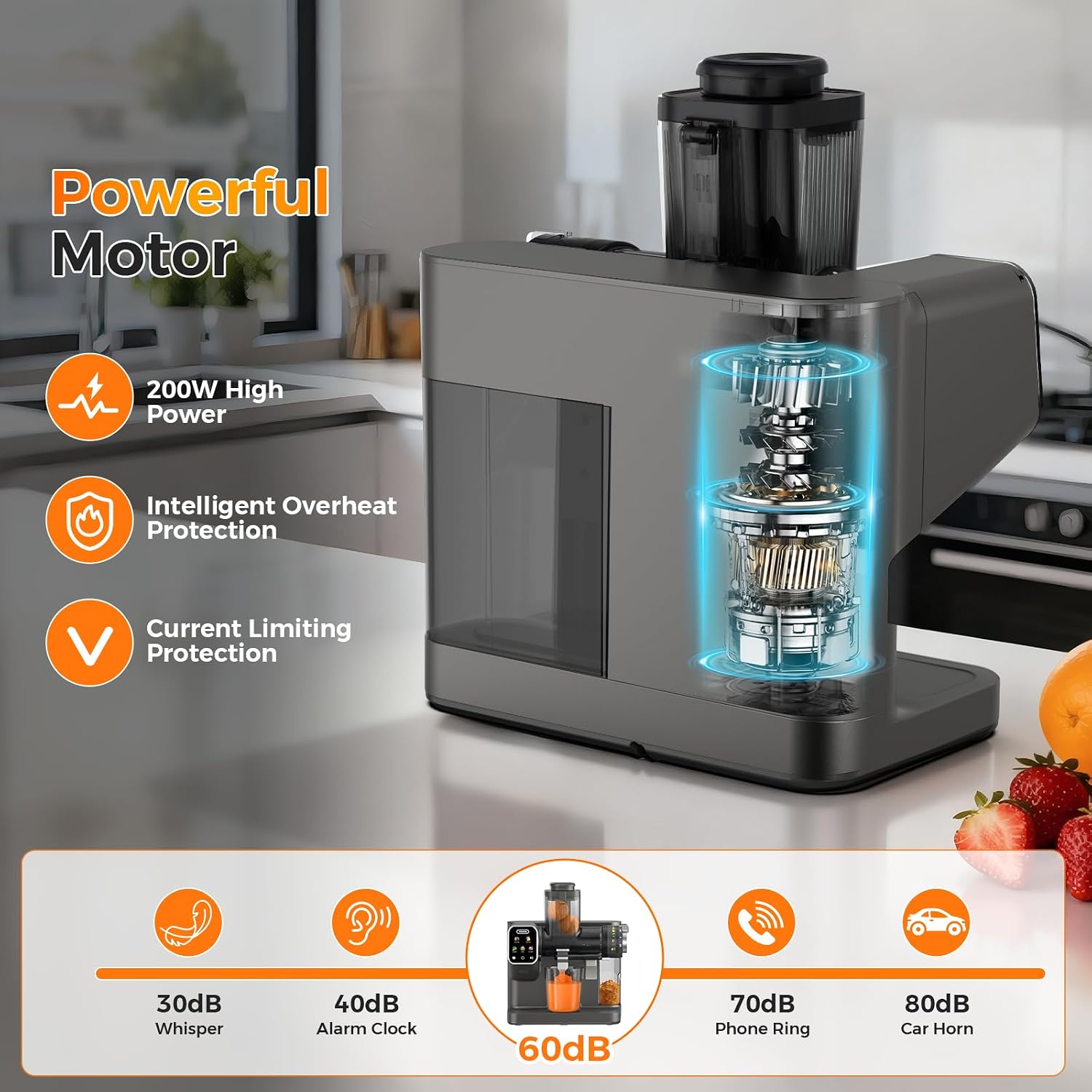 WETIE Cold Press Juicer, Slow Masticating Juicers Machines with Touch Screen, Adjustable Juicing Pressure, 99% Juice Yield, 3.54'' Wide Chute Juicer Extractor, Easy to Clean with Brush & Recipes