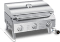 Tabletop Gas Grill 3-Burner, 22-inch Portable Propane Grill, 30,000 BTUs Stainless Steel Grill with Foldable Legs, Ideal for BBQ, Camping, Patio, Backyard, Tailgate, and Holiday Gatherings