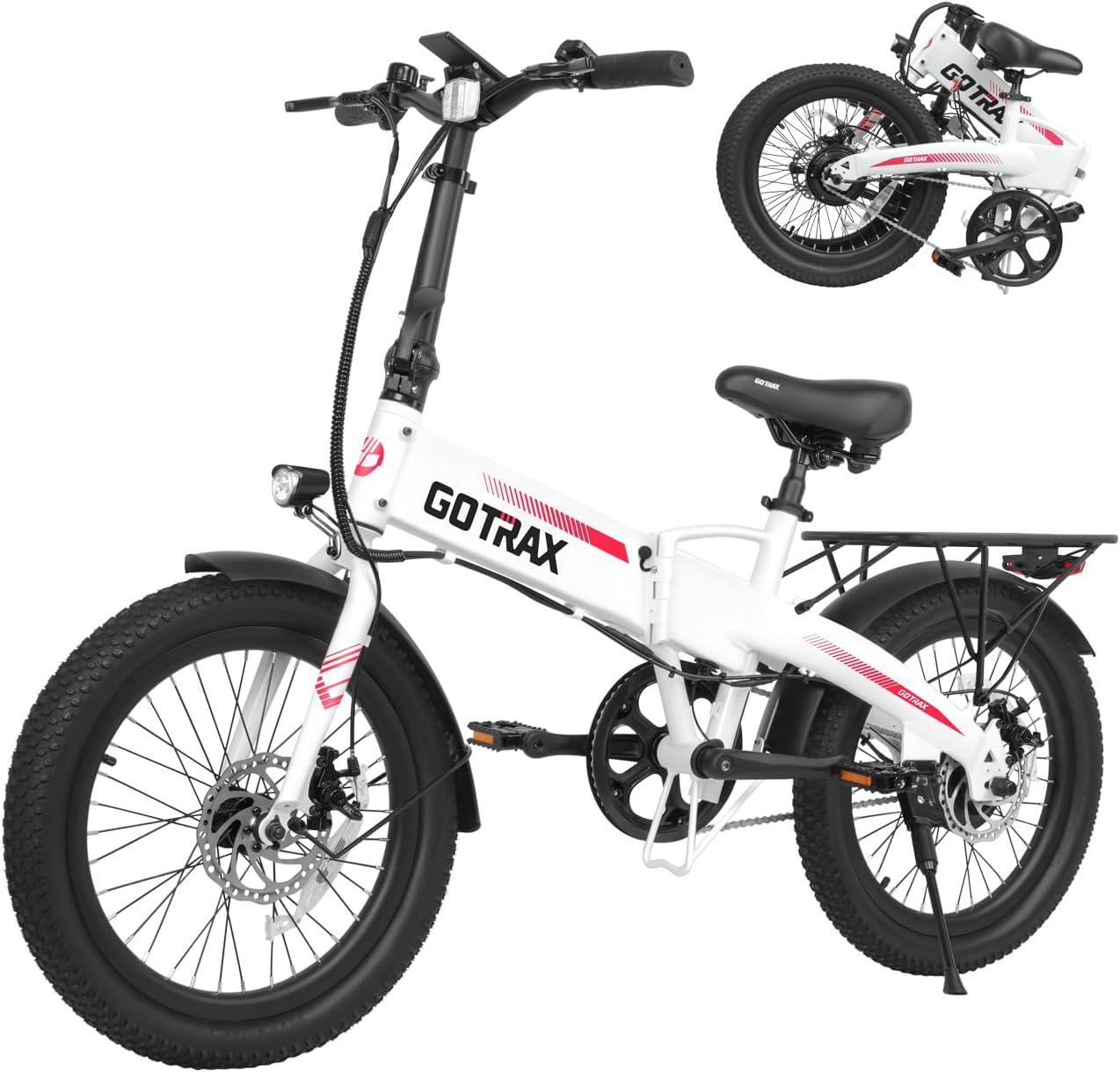 Gotrax 20' Folding Electric Bike with 40Miles (Pedal-assist1) by 48V Battery, 20Mph Power by Peak 500W, Adult Electric Bicycle with 5 Pedal-Assist Levels& LCD Display, Suitable for Commuting