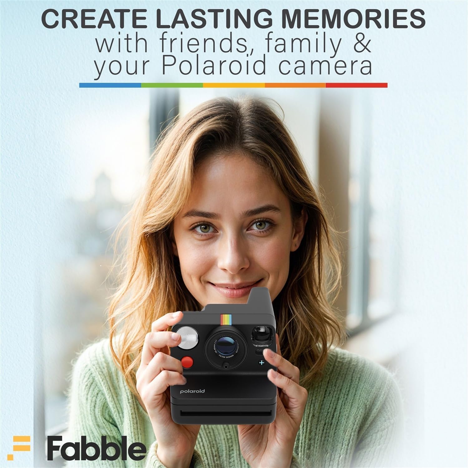 Polaroid Now+ Generation 3 I-Type Instant Film Camera (Black) Bundle with Polaroid Color I-Type Film (8 Exposures), Hard Protective Case and USB-C 6 ft. Cable