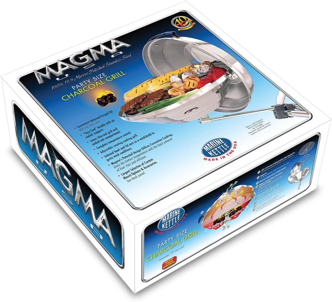 Magma Products Marine Kettle, Charcoal Grill w/ Hinged Lid