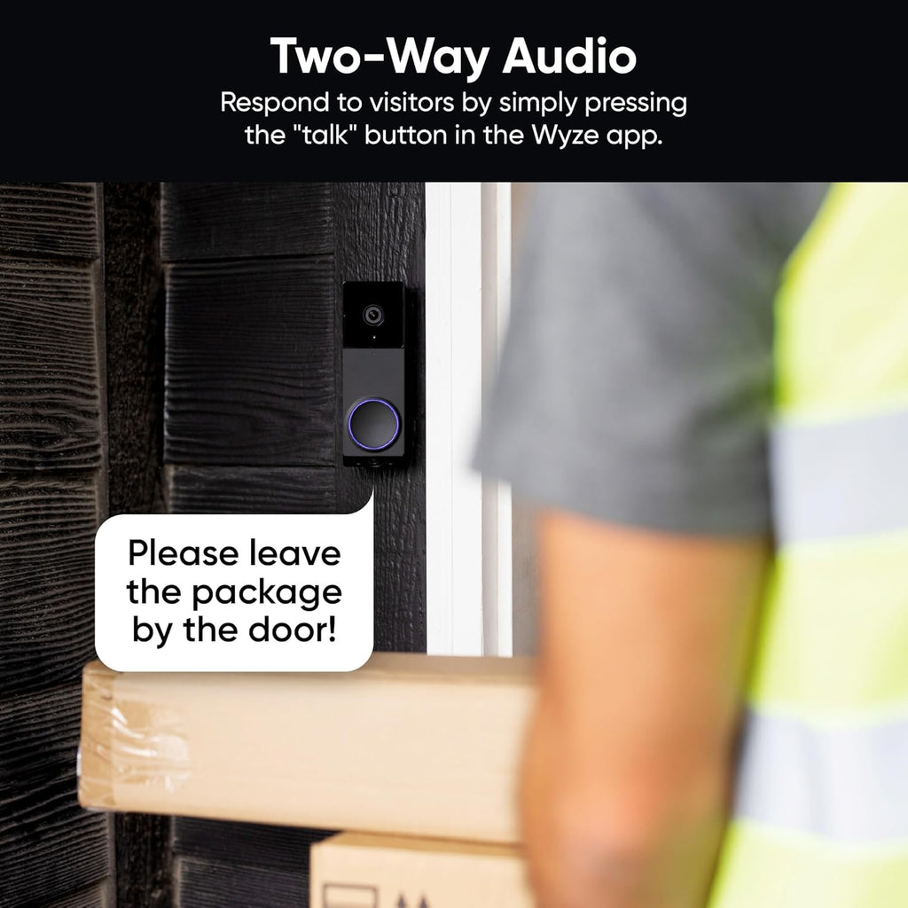 WYZE Wireless Duo Cam Video Doorbell (Chime Included), Battery Powered, 2K Full HD Video, 2 Cameras (People and Package), 2-Way Audio, Color Night Vision