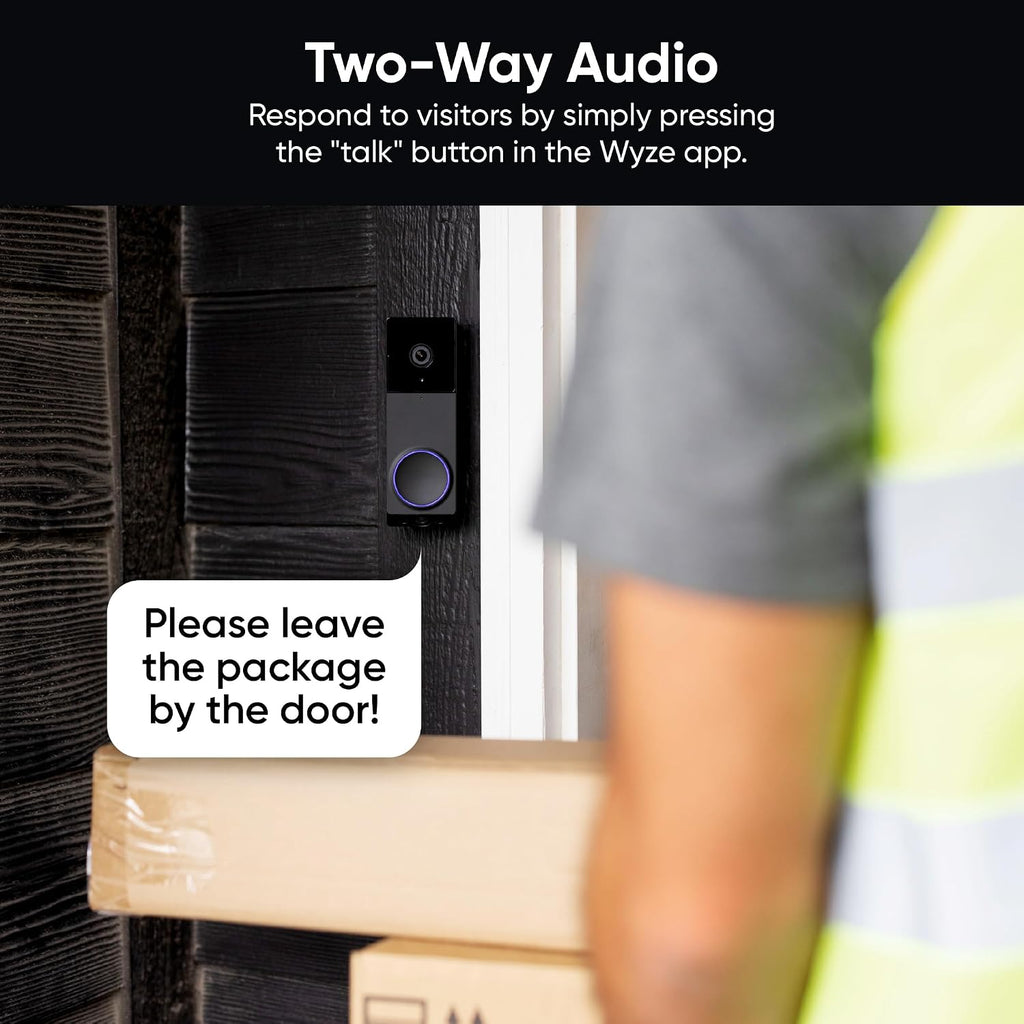 WYZE Wireless Duo Cam Video Doorbell (Chime Included), Battery Powered, 2K Full HD Video, 2 Cameras (People and Package), 2-Way Audio, Color Night Vision, Silver