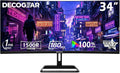 Deco Gear 34' Curved Gaming Monitor, 180Hz 3440×1440 Ultrawide UWQHD Screen for Laptop & PC, Adaptive Sync, R1500 VA Panel, HDR, 100% sRGB, Dual HDMI/DP, 21:9, VESA Mount, American Seller