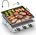 COWSAR Stainless Steel Portable Grill with 3 Burners, 24 Inch Tabletop Gas Grill with Cooking Grate for Camping, Outdoor Cooking, Patio&Garden