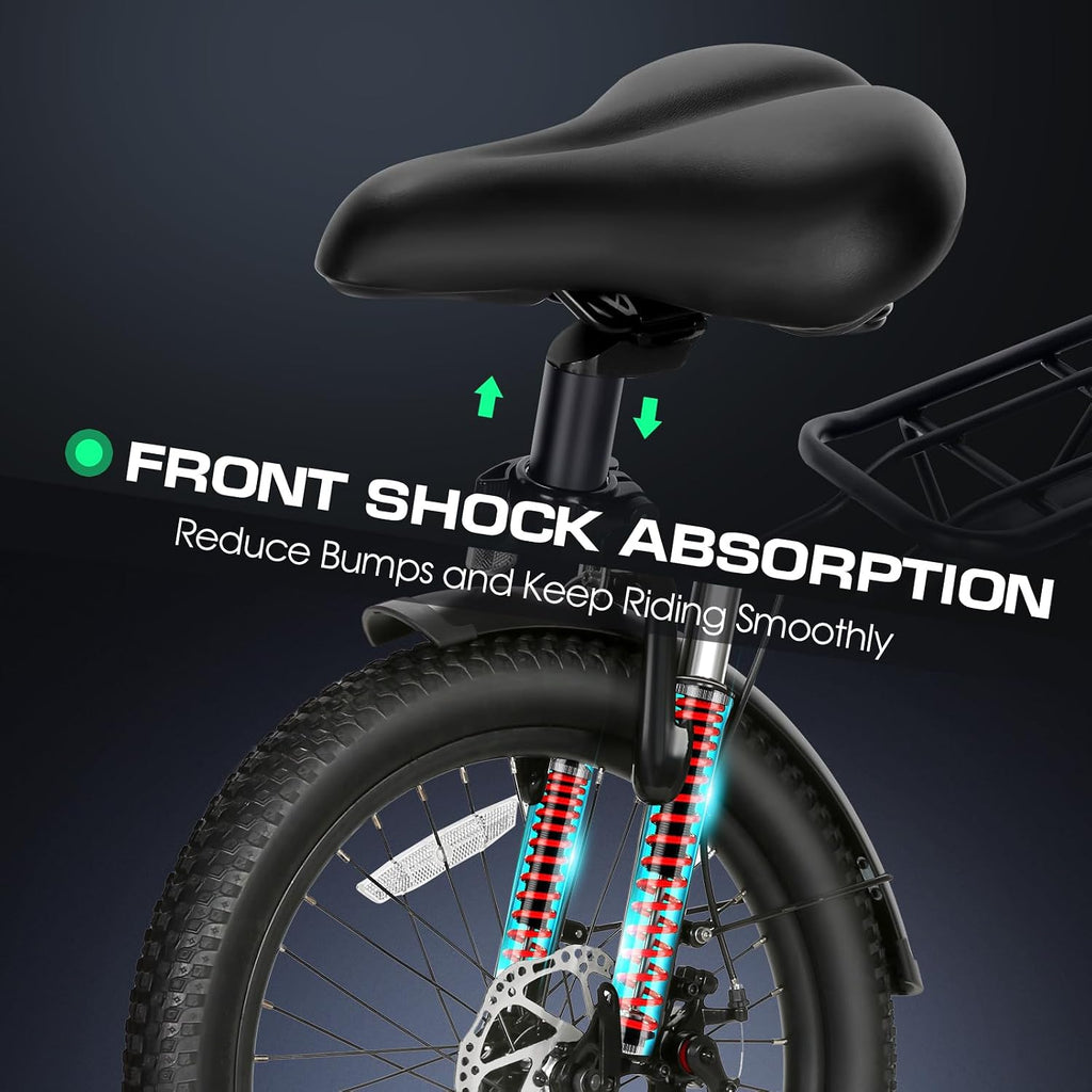 Vivi Folding Electric Bike for Adults, 20' x 2.4 Fat Tire Ebike, Peak 750W Foldable Electric Bicycle, 20MPH Commuter E-Bike with 48V Removable Battery, 7 Speed, SGS Certified to UL2849