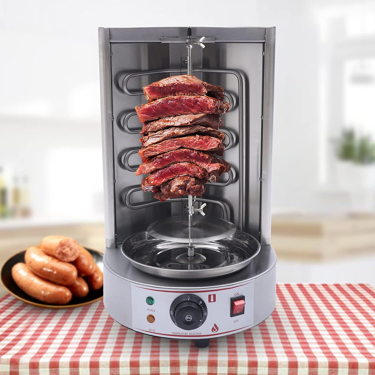 Electric Vertical Broiler Rotating Rotisserie Oven Shawarma Gyros Grill 50-300℃ BBQ