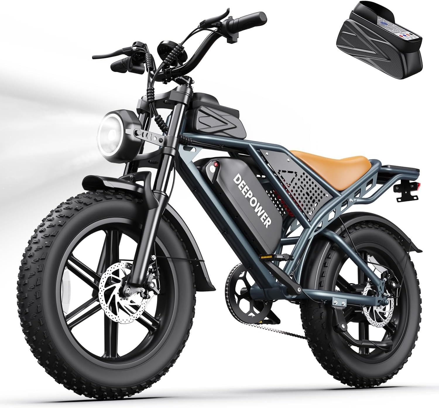 DEEPOWER Electric Bike for Adults,1500W Peak Motor,30MPH Ebike,48V 960WH Battery, 35-50 Miles,20' Fat Tire Electric Dirt Bike, Shaman0 7-Speed Ebikes