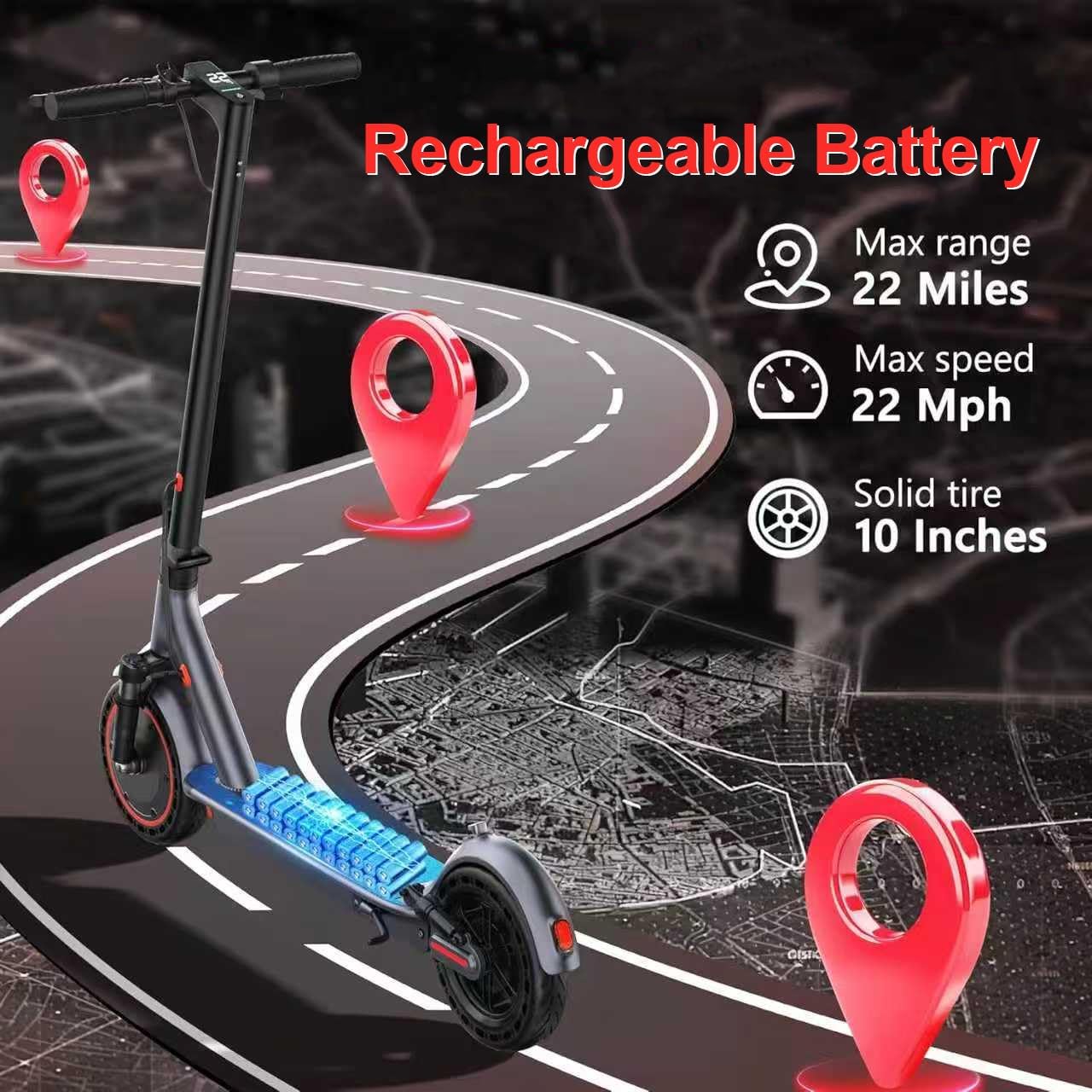 Maxshot Electric Scooter, 8.5' /10' /14' Tire, 16/19/22 Mph Top Speed, 12/16/21/27/28/49/50 Miles Long Range, Folding Escooter for Adults and Kids with Seat Bag, Dual Braking, Dual Suspension, App