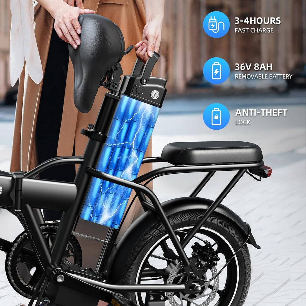 WINDHORSE 16'/ 20' Folding Electric Bike for Adults, 630W/ 983W Peak Electric Bicycle, 20MPH, 20-35/40-70 Miles Range, 288Wh/ 748.8Wh Removable Battery, UL Certified Commuter Ebike