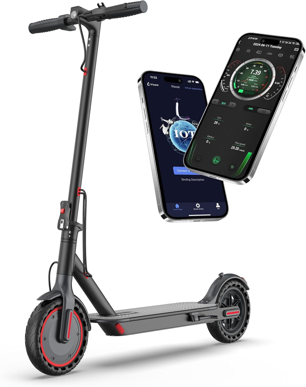 MAXSHOT Electric Scooter for Adults, 8.5/10/14' Tires, 19/22Mph, 350W/500W Motor, 21-28 Miles Range, Folding E-Scooter with Dual Suspension,APP Contro