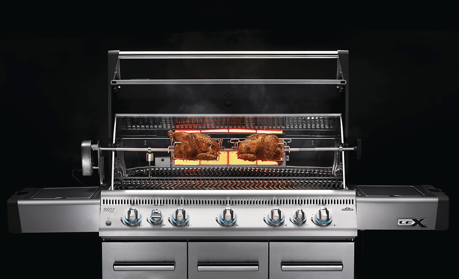 Napoleon Commercial Grade Rotisserie Kit Accessory for XL BBQ Grills, Fits LEX 605/730 Grills or 45'/114 cm Wide, Stainless Steel, Food to 55lbs/25kg