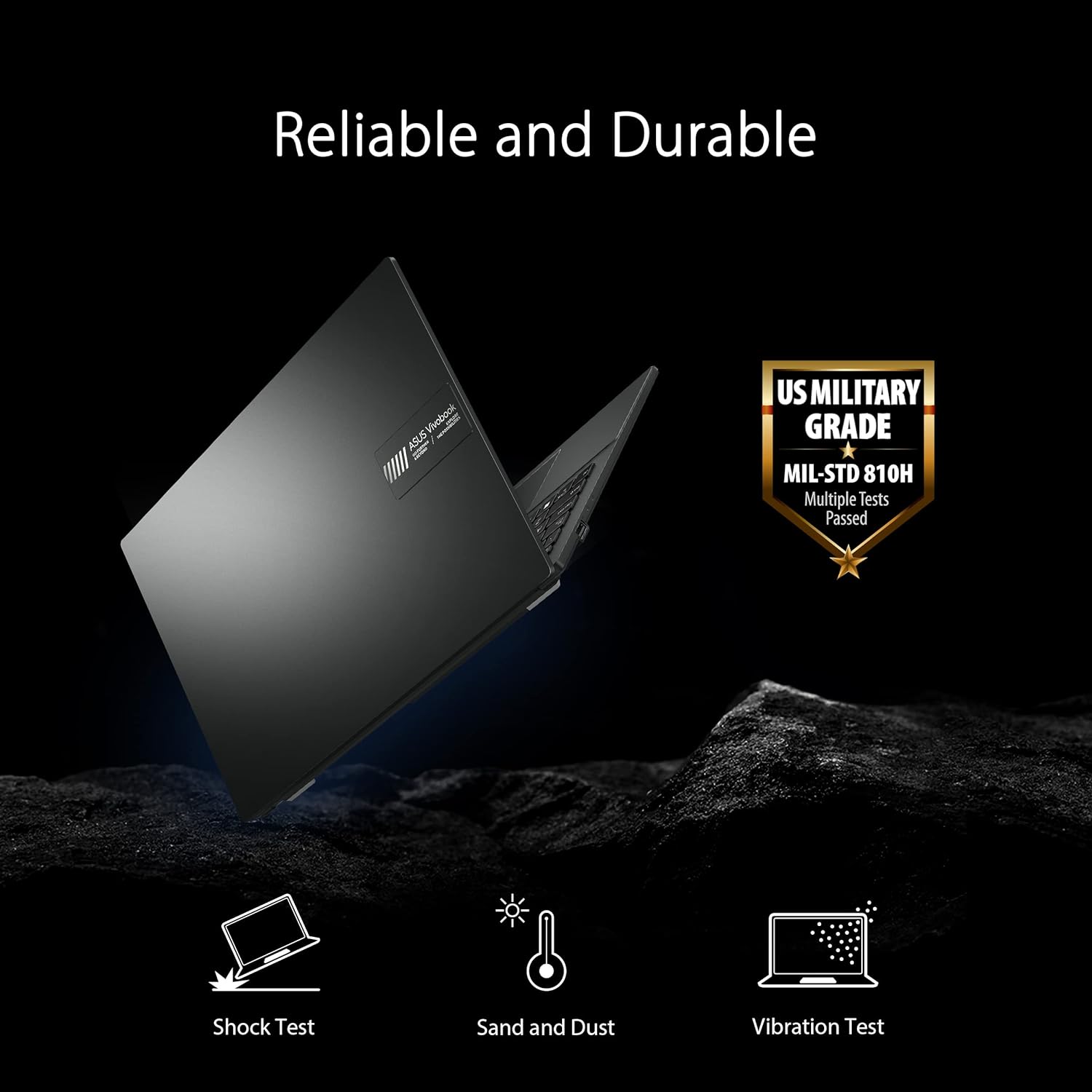 ASUS Vivobook Go 15.6' FHD Slim Laptop, AMD Ryzen 3 7320U Quad Core Processor, 8GB DDR5 RAM, 256GB SSD, Windows 11 Home, Fast Charging, Webcam Shield, Military Grade Durability, Black, E1504FA-AB34
