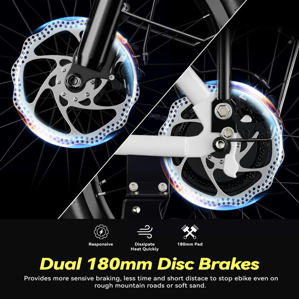 Foldable Electric Bike for Adults, 30+MPH, 48V 20Ah Removable Battery up to 80Miles, 20' Fat Tire Peak 1000W Motor Dirt Ebike Adult Electric Bicycle for City Commute Beach Mountain Adventurous E Bike