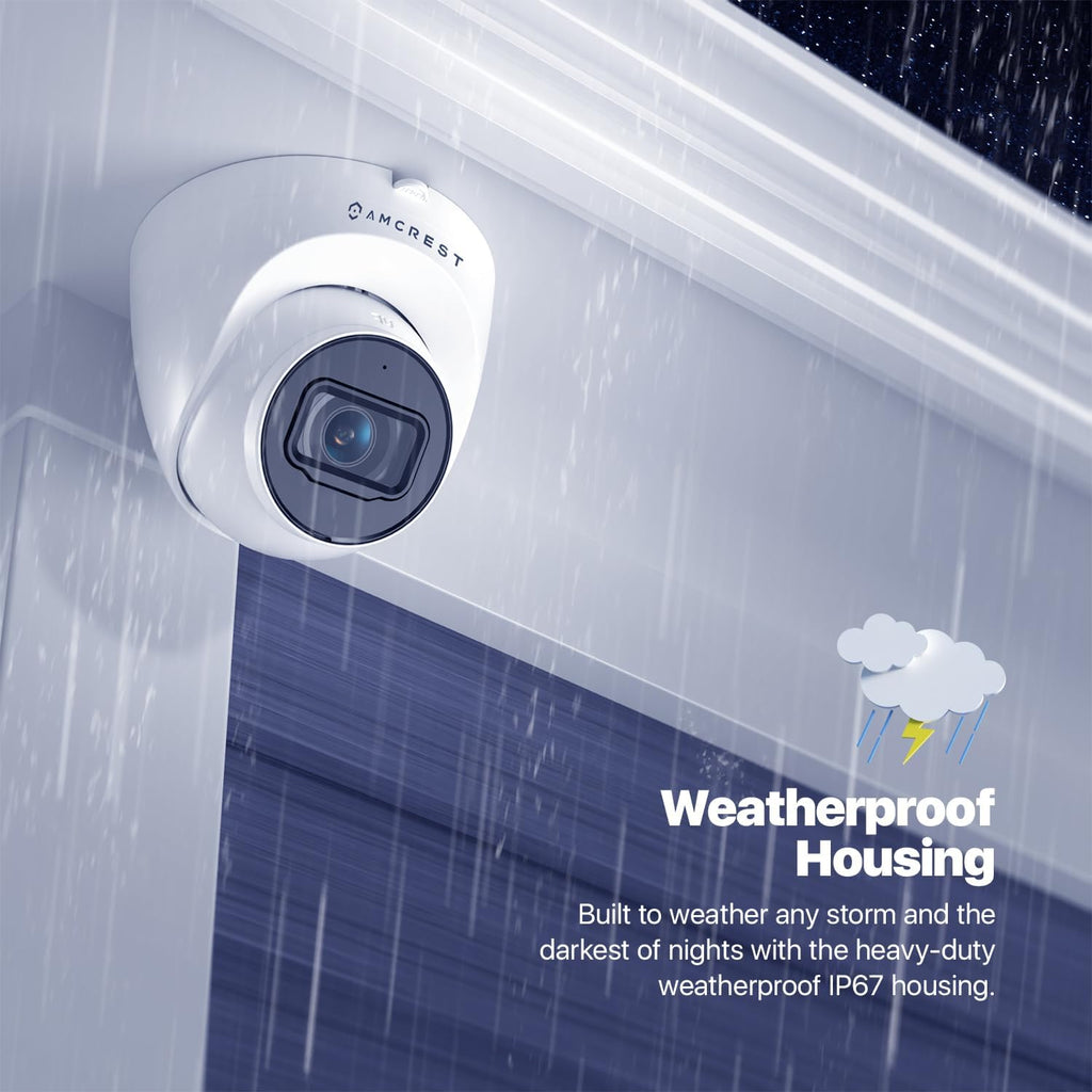 2-Pack Amcrest UltraHD 4K (8MP) Outdoor Security IP Turret PoE Camera, 3840x2160, 98ft NightVision, 125° FOV, IP67, MicroSD Recording (256GB), White (2PACK-IP8M-T2599EW-AI-V3)