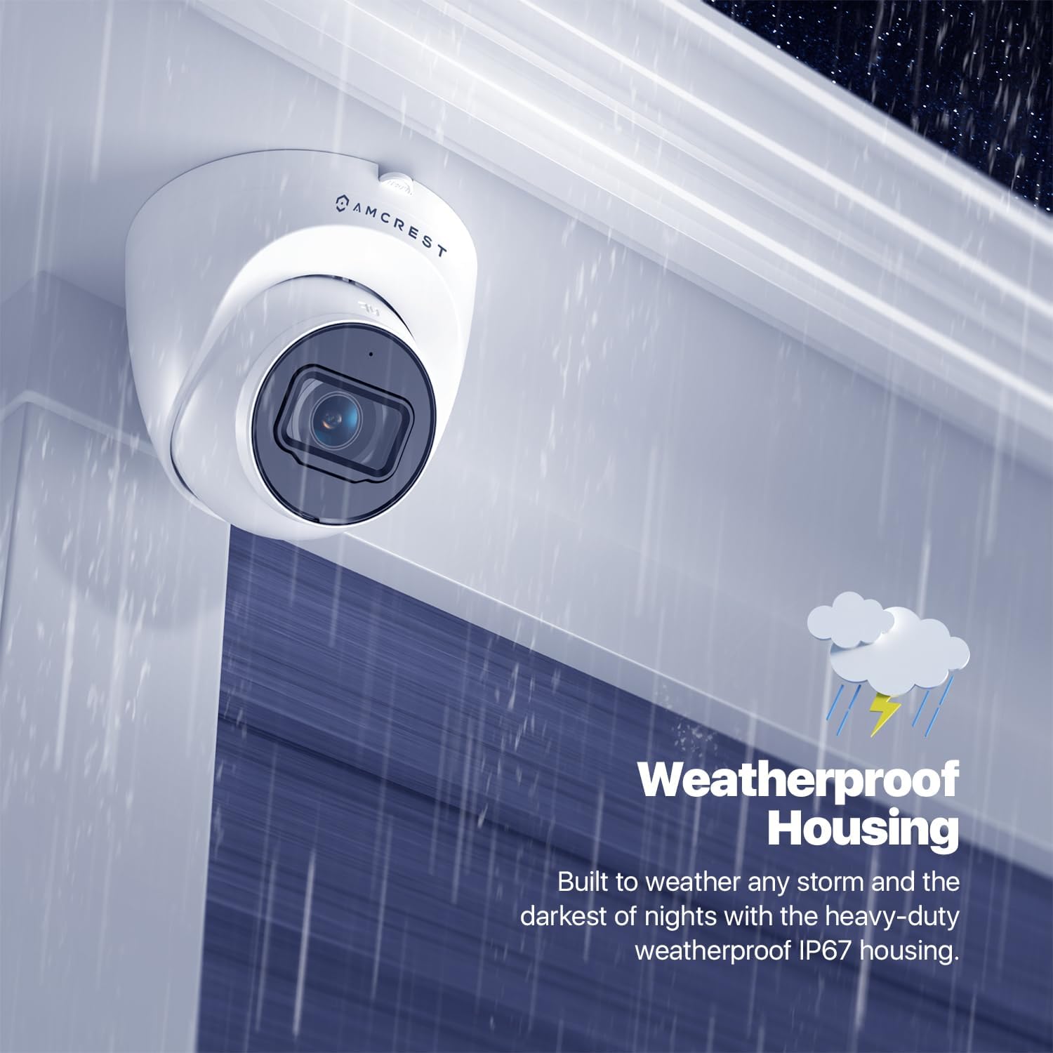 2-Pack Amcrest UltraHD 4K (8MP) Outdoor Security IP Turret PoE Camera, 3840x2160, 98ft NightVision, 125° FOV, IP67, MicroSD Recording (256GB), White (2PACK-IP8M-T2599EW-AI-V3)