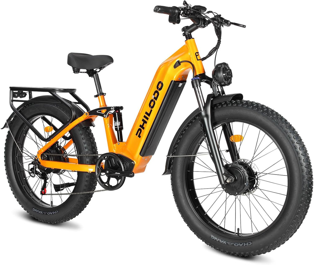 5000w Dual Motor E-Bike 60V Electric Bike for Adults,45 MiIe P-Hour Full Suspension Hydraulic Disc Brakes EBike,26/24x4 Fat Tires Mountain Bikes for All Terrain Snow/Sand