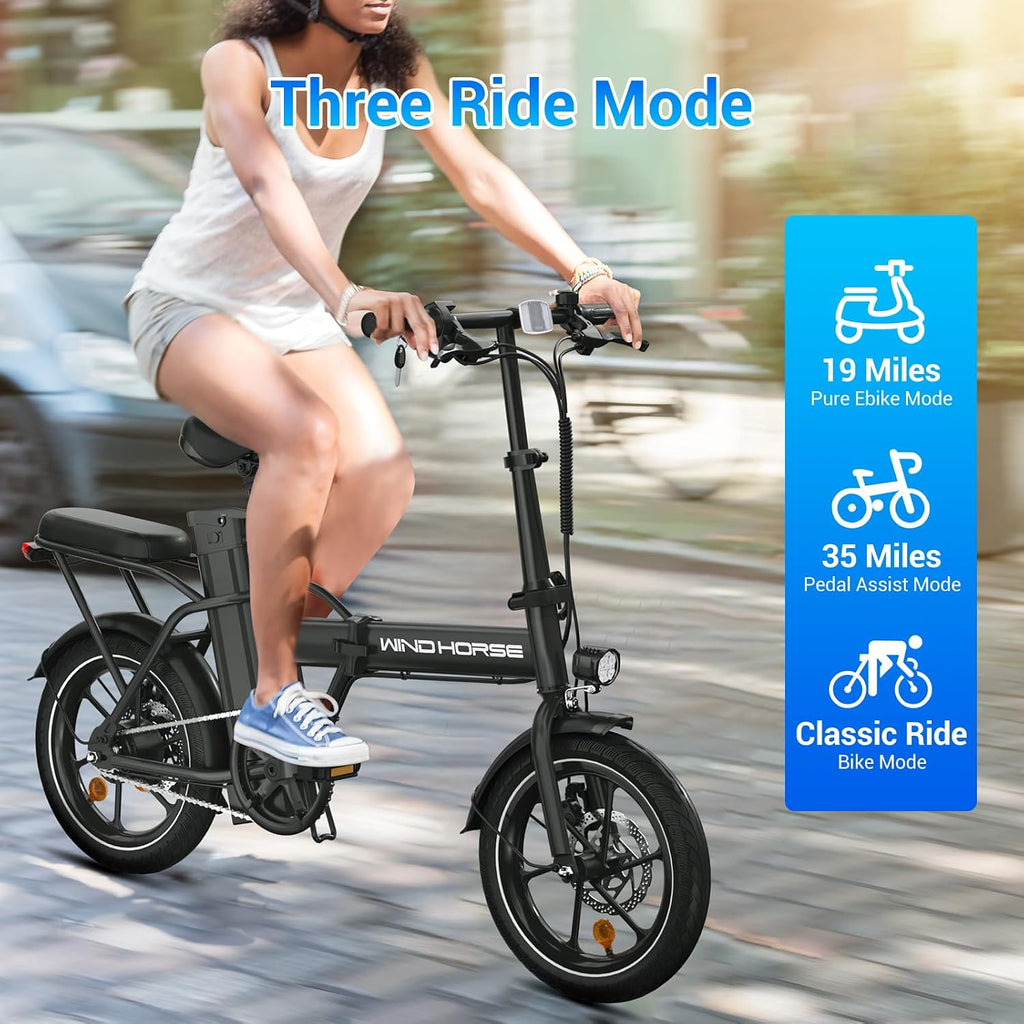 SEHOMY 2-Seat Electric Bike for Adults 630W Peak Motor, 25MPH Folding Ebike, 16' Adults Electric Bicycles with 30° Uphill, 288WH Removable Battery, 35 Miles Long Range, Commuter E Bikes Teens 14+