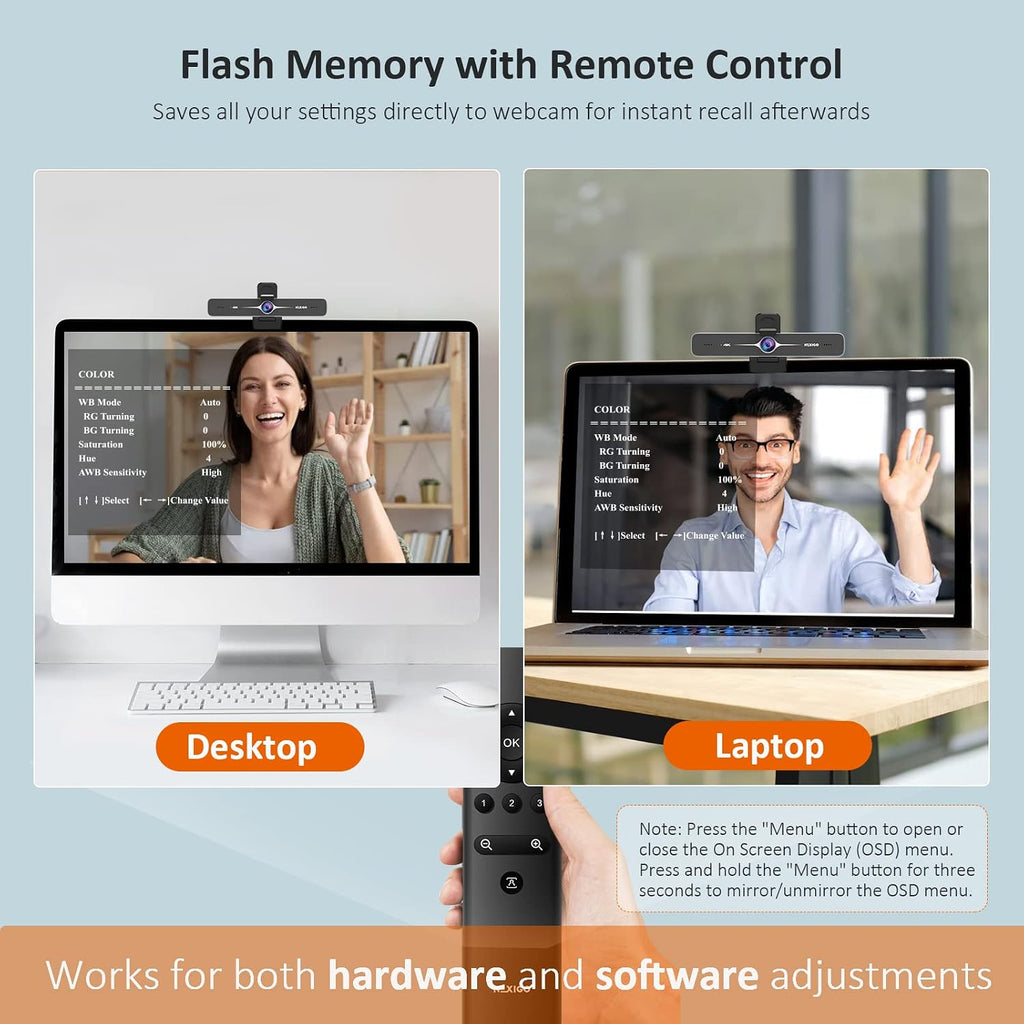Zoom Certified, NexiGo N970P 4K Webcam, Onboard Flash Memory, Al-Powered Auto-Framing, Adjutable Field of View, Sony Sensor, Dual AI Noise-Cancelling Mics, Works with Teams/Zoom/Webex/Google
