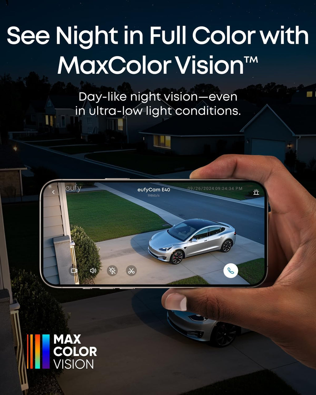 eufy Security eufyCam E40 4-Cam Kit, Solar Security Camera, 2K MaxColor Night Vision with Integrated Solar Panel, Built-in 16GB Local Storage, No Monthly Fee, Easy Set-up, IP66