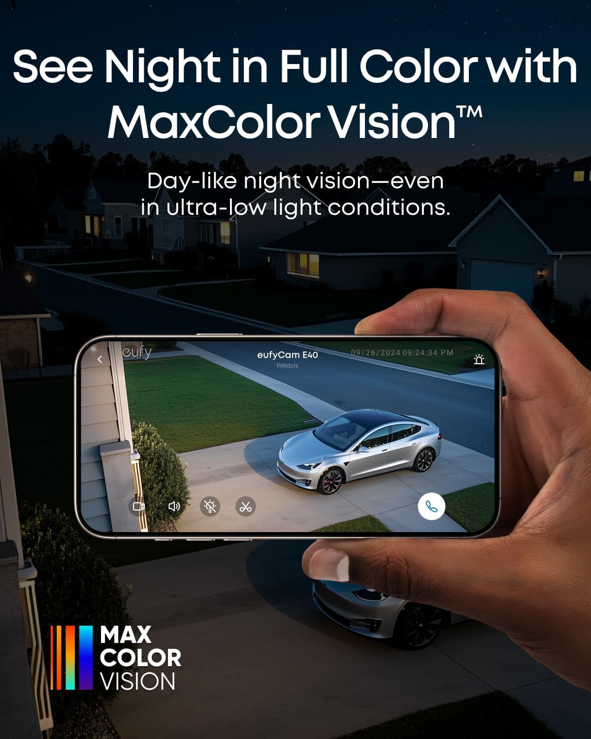 eufy Security eufyCam E40 4-Cam Kit, Solar Security Camera, 2K MaxColor Night Vision with Integrated Solar Panel, Built-in 16GB Local Storage, No Monthly Fee, Easy Set-up, IP66