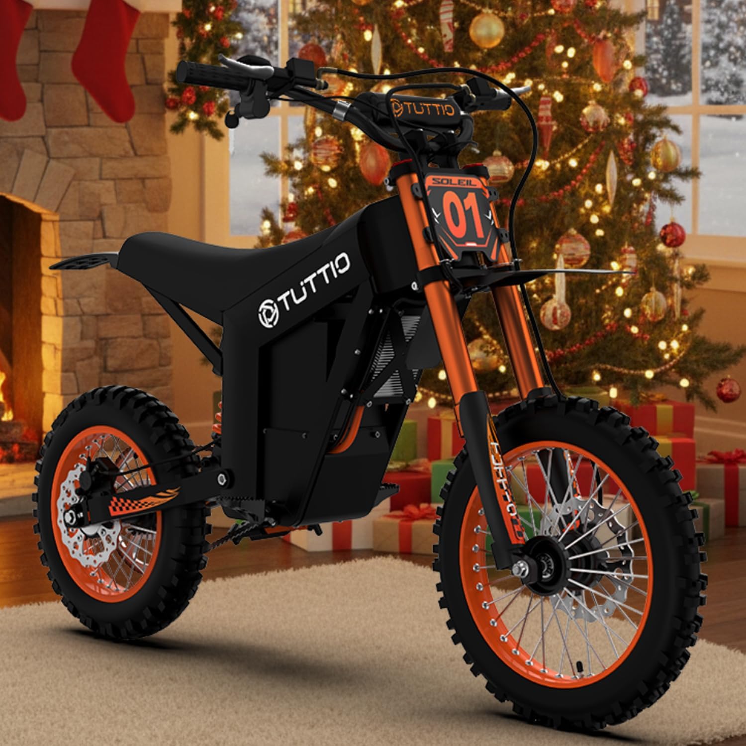 Tuttio Soleil01 Electric-Dirt-Bike Teens Adults - 48V 21AH Electric-Bike 14'/12' Fat Tire Off Road E-Bike High Torque Mini E Bicycle Motorcycle Dirt Bike (US Warehouse)