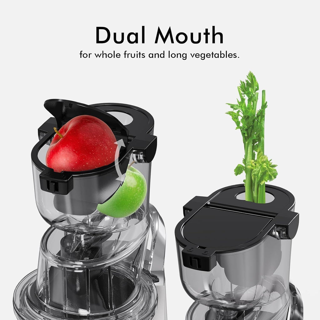 Easy-Use Cold Press Juicer, SiFENE 83mm Wide-Mouth Vertical Slow Masticating Juicer, Whole Fruit & Veg Juice Extractor, Easy Clen, BPA Free, Quiet Motor with Reverse Function, White