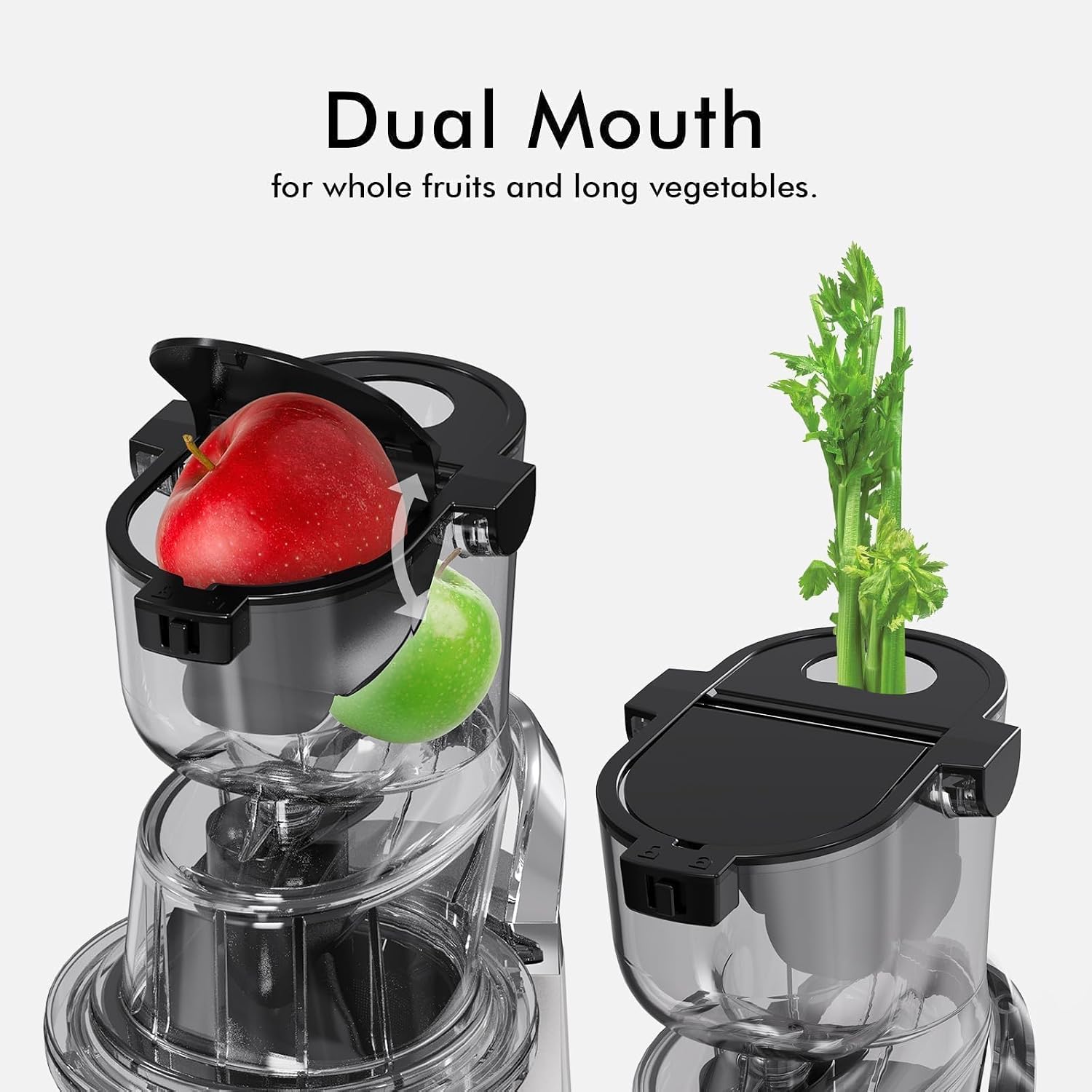 Easy-Use Cold Press Juicer, SiFENE 83mm Wide-Mouth Vertical Slow Masticating Juicer, Whole Fruit & Veg Juice Extractor, Easy Clen, BPA Free, Quiet Motor with Reverse Function, White