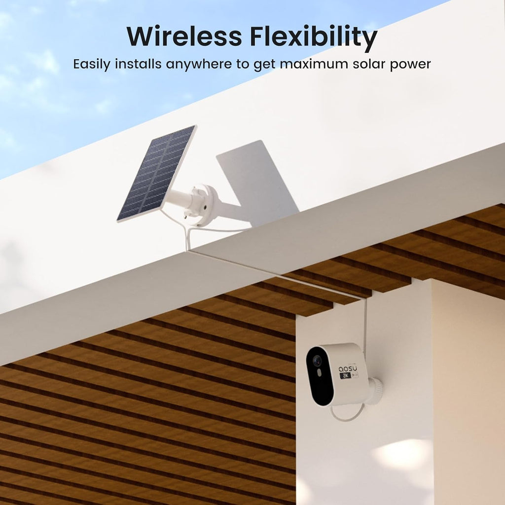 aosu Solar Security Cameras Wireless Outdoor, 2-Cam Kit, 2K QHD Home Security System with 166° Ultra-Wide Angle, Color Night Vision, 120 Days aosuBase Local Storage, No Subscription Needed