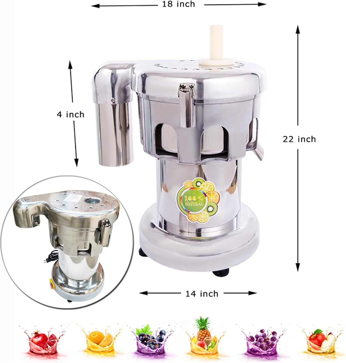 Fruit and Vegetable Juicer Centrifugal Fruit Juicer Electric Vegetable Juice Maker Commercial Fruit Juice Making Machine Fruit Juicer Presser Stainless Steel Juice Extractor Maker 110V