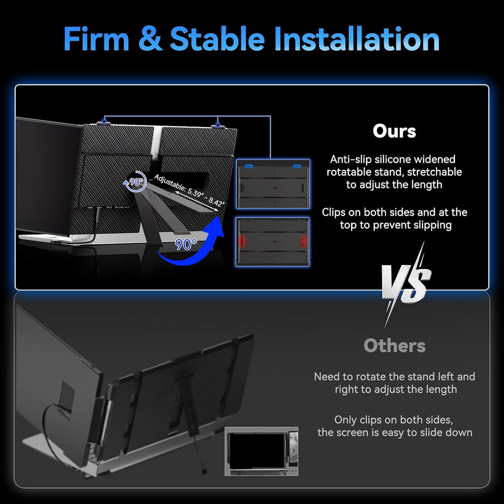 Laptop Screen Extender, 15.3' 16:10 IPS 100% sRGB Portable Travel Monitor for Laptop, FHD 1200P External Display Screen, Dual Screen Attachment Plug & Play for Mac Windows