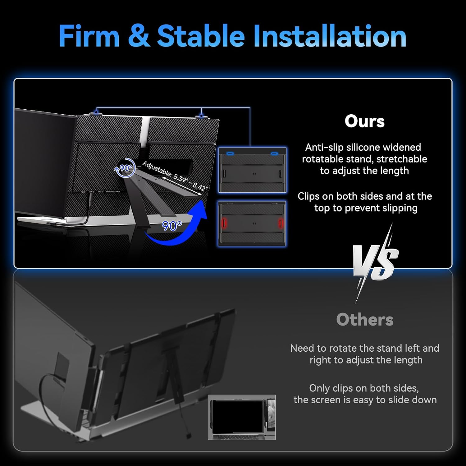 Laptop Screen Extender, 15.3' 16:10 IPS 100% sRGB Portable Travel Monitor for Laptop, FHD 1200P External Display Screen, Dual Screen Attachment Plug & Play for Mac Windows