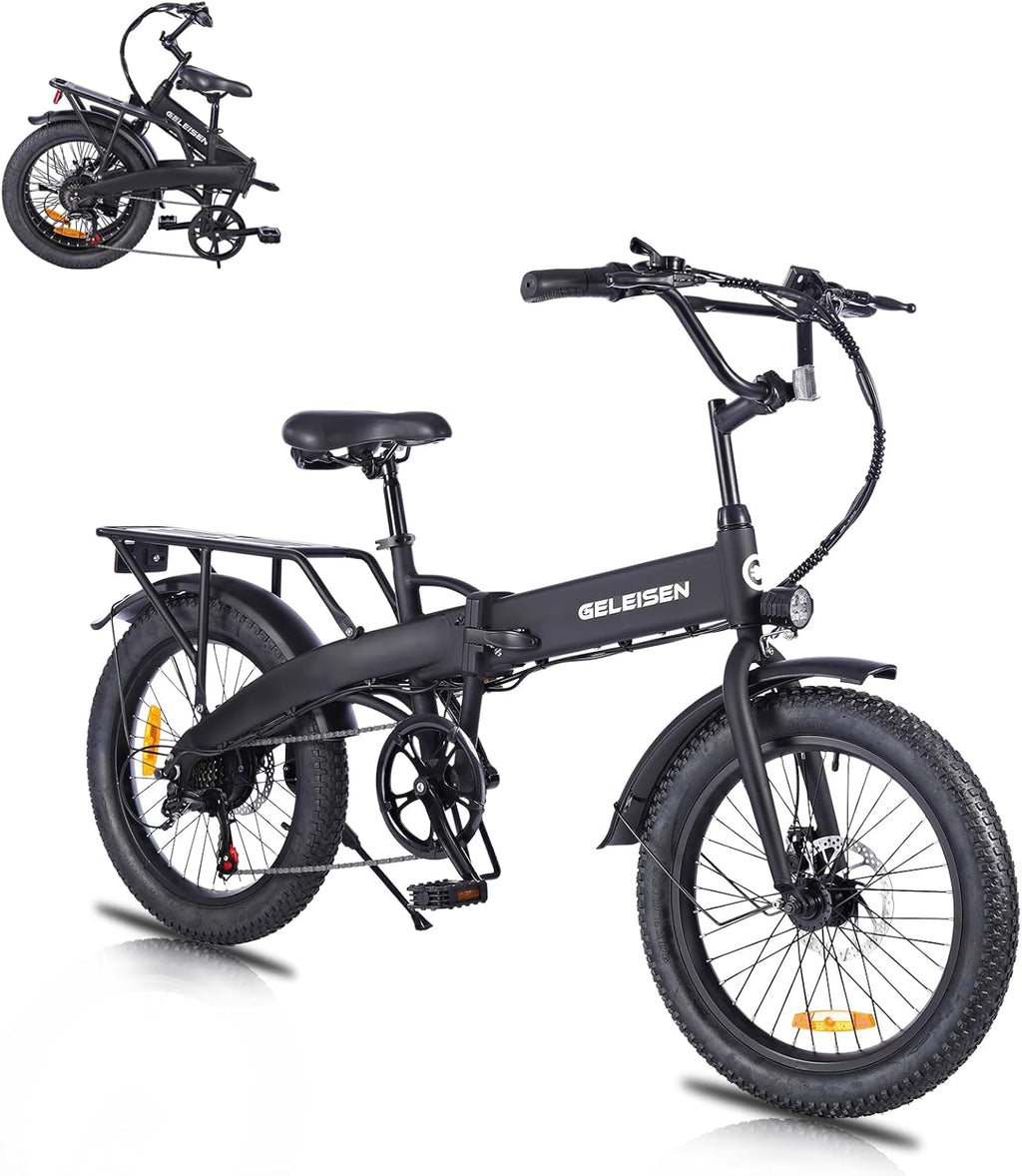 Folding Electric Bike for Adults, 20'×3.0 Fat Tire Electric Bicycle, 374.4Wh Battery Ebike, 20MPH Electric Cargo Bike with LCD Color Display & 6 Speed Gears (Fits for 5'0'+)