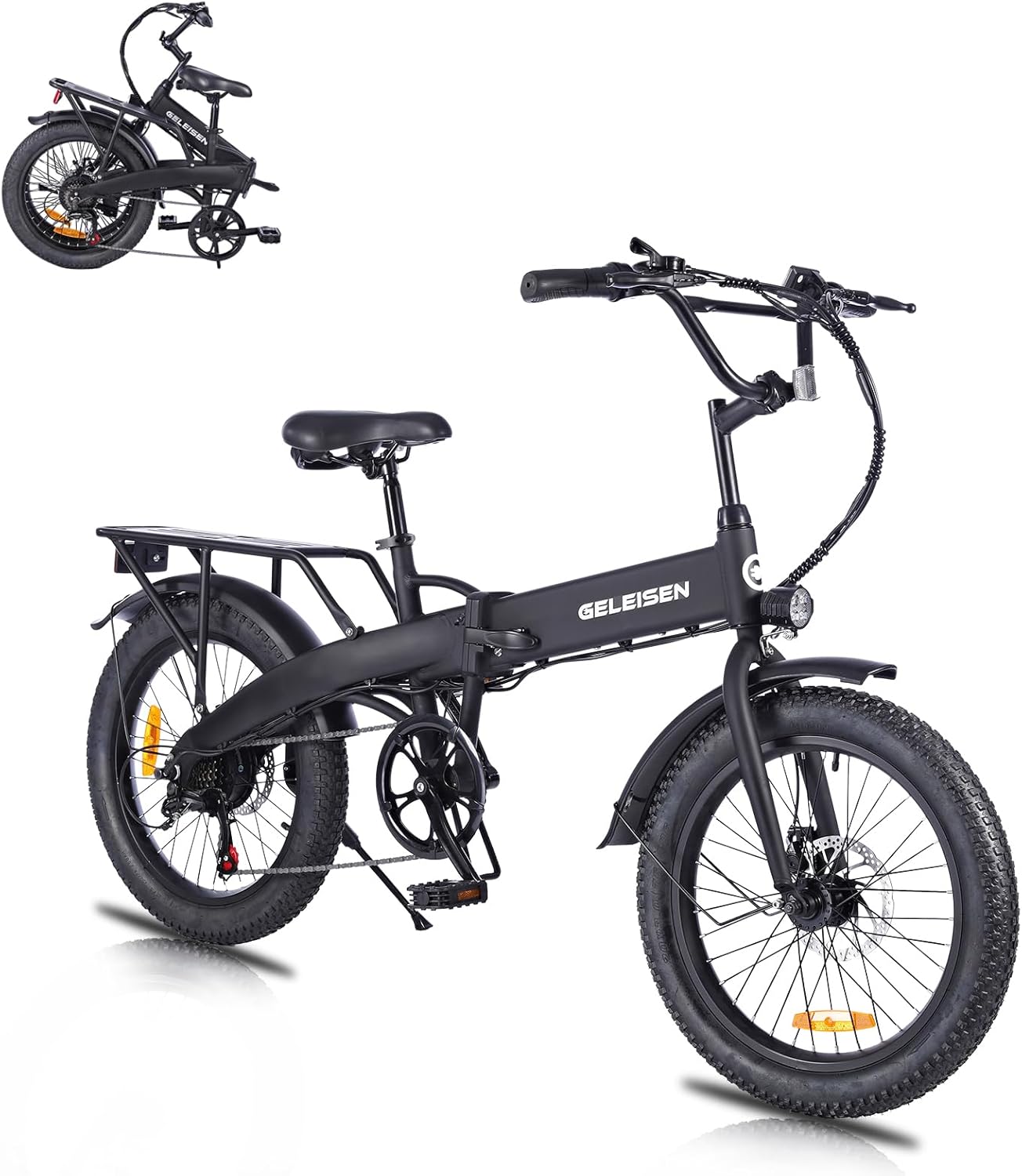 Folding Electric Bike for Adults, 20'×3.0 Fat Tire Electric Bicycle, 374.4Wh Battery Ebike, 20MPH Electric Cargo Bike with LCD Color Display & 6 Speed Gears (Fits for 5'0'+)