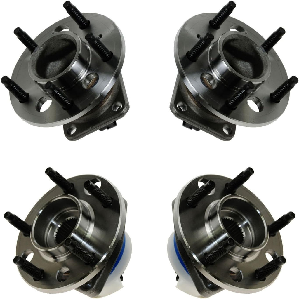 TRQ 2 Piece Front Rear Wheel Bearing & Hub Assembly Set Compatible with 2000-2005 Buick Lesabre 2006-2011 Lucerne 1997-2005 Park Avenue 1997-1999 Riviera Cadillac DeVille DTS 1998-2004 Seville 1997-2