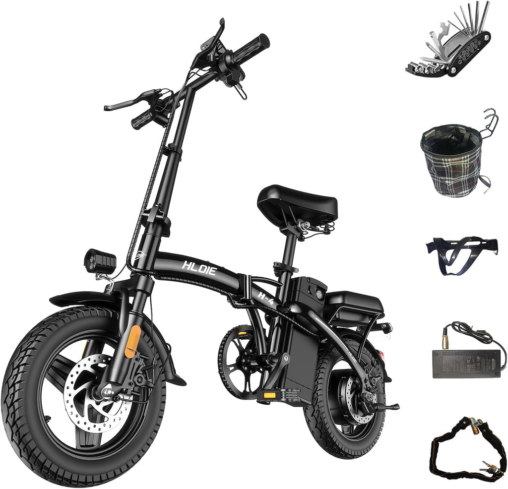 HLOIE Folding Electric Bike for Adults, Peak 750W Motor,23MPH Max Speed Foldable Electric Bicycles,14' Ebike, 48V12AH Battery 35 Miles PAS Range Mini E Bikes for Adults and Teens