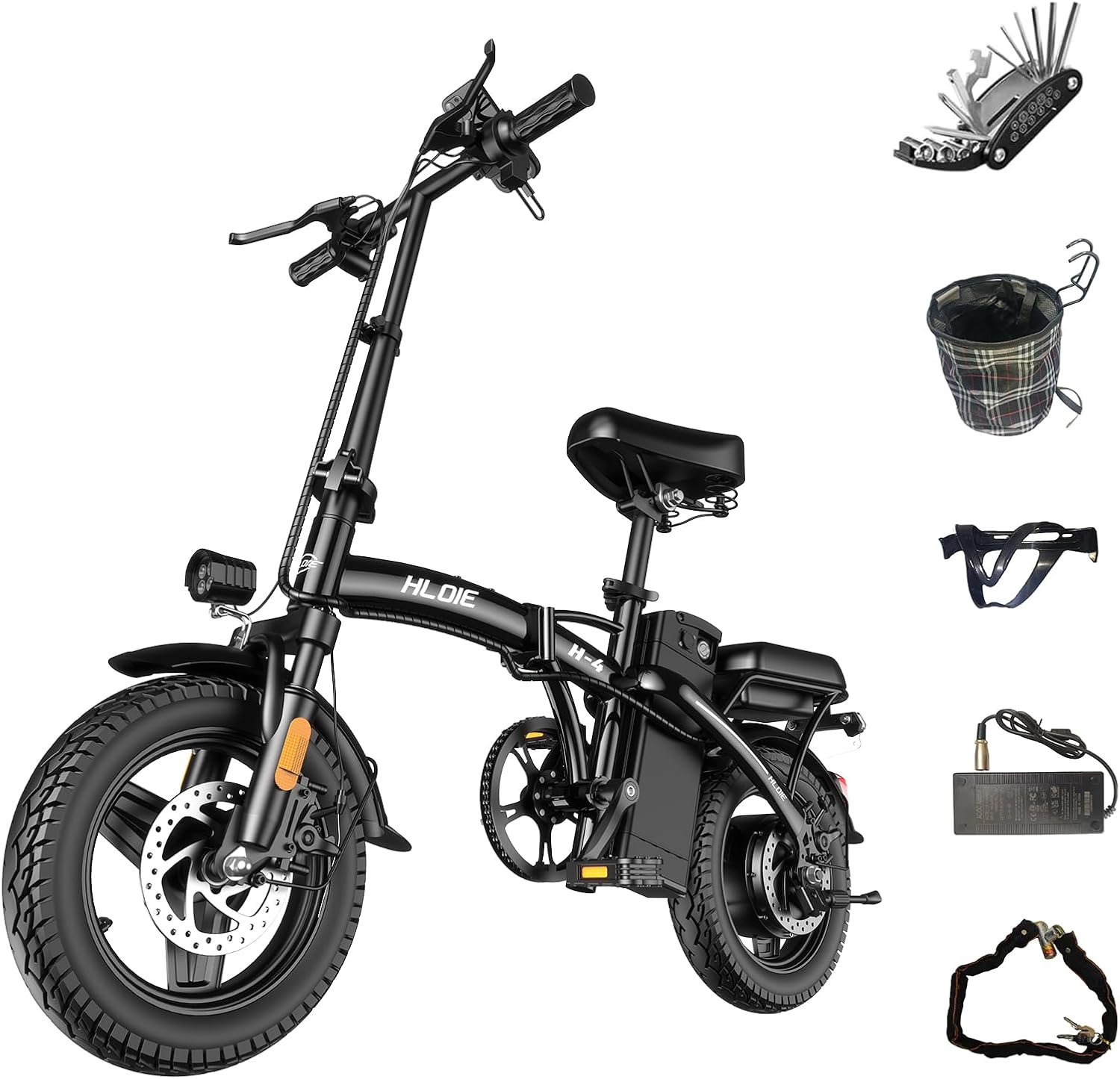 HLOIE Folding Electric Bike for Adults, Peak 750W Motor,23MPH Max Speed Foldable Electric Bicycles,14' Ebike, 48V12AH Battery 35 Miles PAS Range Mini E Bikes for Adults and Teens