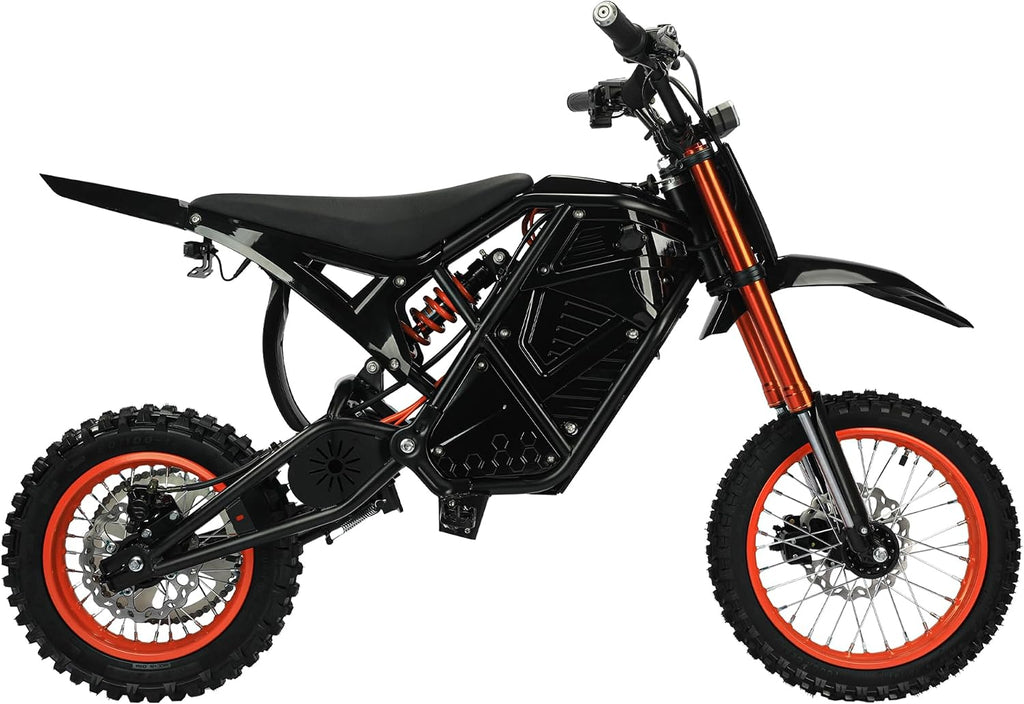 Windone RM7 Electric Dirt Bike, 48V 22.5Ah Up to 37MPH & 45-Mile Electric Motorcycle, 2200W Ebike, 14'/12' Off-Road Tire E-Bike, Dual Hydraulic Brakes, Full Suspension, Black & Orange