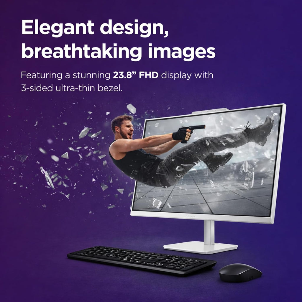 Lenovo 24' FHD All-in-One Desktop Computer - 16GB RAM - 512GB SSD - Intel 13th 8 Cores i3 CPU (Beat 11th i5) - Keyboard and Mouse - Windows 11 - Office 365 for The Web