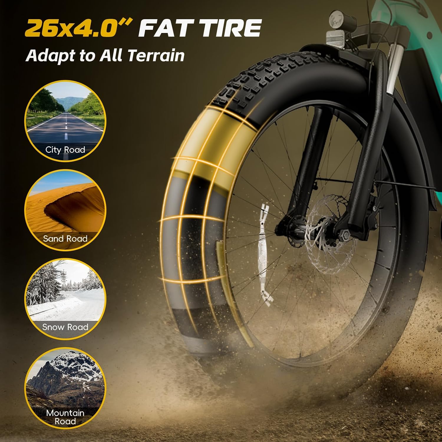 Vivi ACE07 Electric Bike for Adults, 26' x 4.0 Fat Tire Ebike, 750W Motor Electric Bike, 19.8MPH Ebikes for Adults with 48V 720WH Removable Battery, 7 Speed, SGS Certified to UL2849